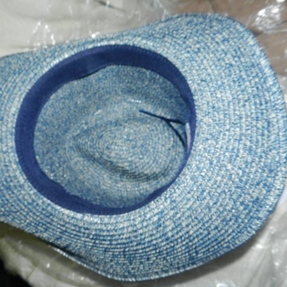 Lulla Collection Western Straw Hat with Beaded Trim Blue New/NWT - Picture 3 of 10